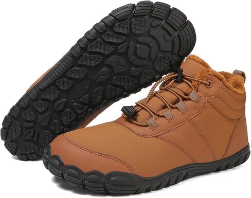 Hike Winter Barefoot Boots Womens Mens, Minimalist Warm Zero Drop Snow Booties Slip On Footwear, Wide Toe Waterproof Barefoot Hiking Shoes Outdoor in Kuwait