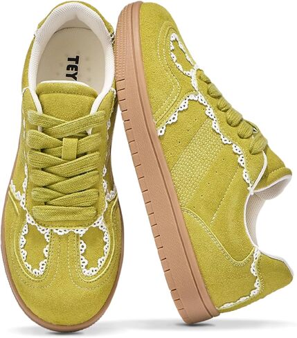 Women's Sneakers Gum Sole Tennis Skate Shoes Lace-up Walking Shoes Casual Anti Slip Low-Top Sneaker Footwear in Saudi Arabia