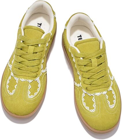 Women's Sneakers Gum Sole Tennis Skate Shoes Lace-up Walking Shoes Casual Anti Slip Low-Top Sneaker Footwear in Saudi Arabia