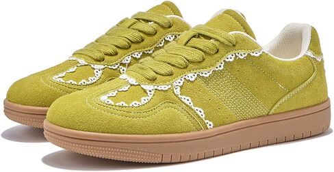 Women's Sneakers Gum Sole Tennis Skate Shoes Lace-up Walking Shoes Casual Anti Slip Low-Top Sneaker Footwear in Saudi Arabia