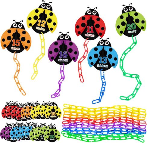Cinrobiye Math Chain Link Game Math C Clips Blastic Chain Links Number Number Counting Card Activity Kits Color Forting Montessori Sensory لمرحلة ما قبل المدرسة. in Saudi Arabia