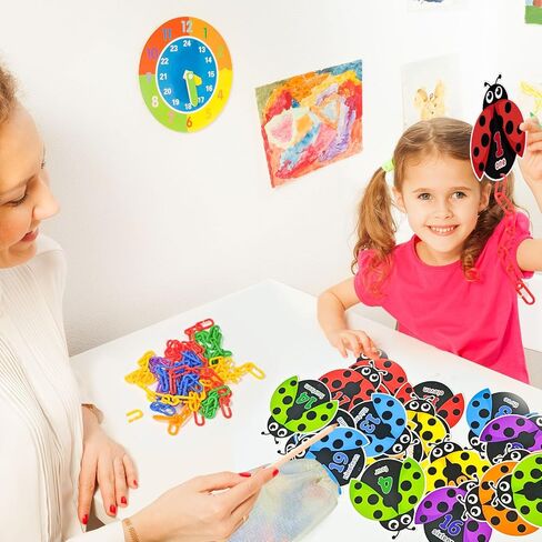 Cinrobiye Math Chain Link Game Math C Clips Blastic Chain Links Number Number Counting Card Activity Kits Color Forting Montessori Sensory لمرحلة ما قبل المدرسة. in Saudi Arabia