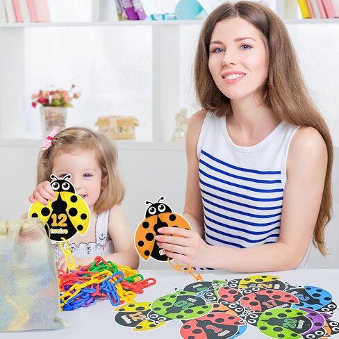 Cinrobiye Math Chain Link Game Math C Clips Blastic Chain Links Number Number Counting Card Activity Kits Color Forting Montessori Sensory لمرحلة ما قبل المدرسة. in Saudi Arabia