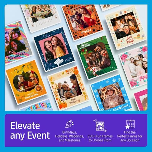 HP Publick Photo Booth Machine طابعة صور ملونة (وردية) + ورق Zink (100 ورقة) + نظارات القلب الملونة (6 مساءً) in Kuwait