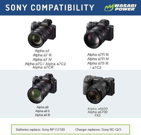 Wasabi Power DCC-FZ100 Dummy Battery DC Coupler with D-Tap Input for Sony NP-FZ1000 and Sony Alpha A1, A7 III IV, A7C, A7R III IV, A7S III, A9, A9 II, A9R, A9S, A6600, FX3, ANDYCINE A6 Monitor in Saudi Arabia