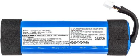 Synergy Digital Speaker Battery, Compatible with JBL ID1019 Speaker, (Li-ion, 7.4V, 6800mAh) Ultra High Capacity, Replacement for JBL 2INR19/66-2, SUN-INTE-103 Battery in Saudi Arabia