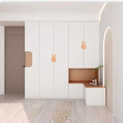Dresser Pulls 2Pcs/Set Children's Room Wardrobe Solid Wood Handles Bear Animal Rabbit Cabinet Door Semicircular Handles Bear Large Beech in Kuwait