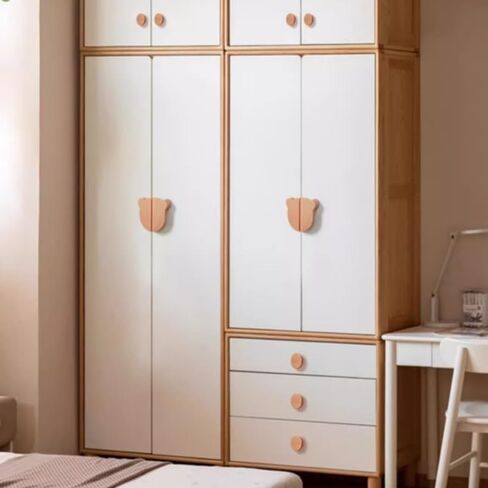 Dresser Pulls 2Pcs/Set Children's Room Wardrobe Solid Wood Handles Bear Animal Rabbit Cabinet Door Semicircular Handles Bear Large Beech in Kuwait
