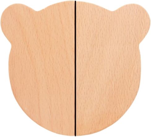 Dresser Pulls 2Pcs/Set Children's Room Wardrobe Solid Wood Handles Bear Animal Rabbit Cabinet Door Semicircular Handles Bear Large Beech in Kuwait