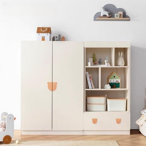 Dresser Pulls 2Pcs/Set Children's Room Wardrobe Solid Wood Handles Bear Animal Rabbit Cabinet Door Semicircular Handles Bear Large Beech in Kuwait