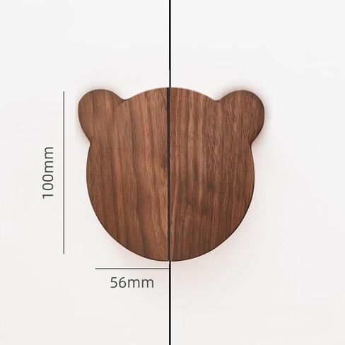 Dresser Pulls 2Pcs/Set Children's Room Wardrobe Solid Wood Handles Bear Animal Rabbit Cabinet Door Semicircular Handles Bear Large Beech in Kuwait