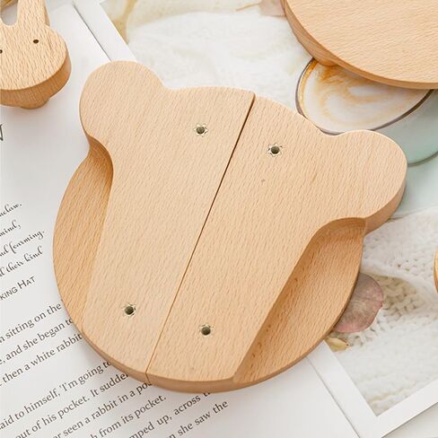 Dresser Pulls 2Pcs/Set Children's Room Wardrobe Solid Wood Handles Bear Animal Rabbit Cabinet Door Semicircular Handles Bear Large Beech in Kuwait