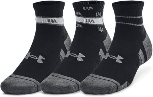 Under Armour 1382943-1-MD Unisex UA Performance Tech 3-Pack Quarter Socks Black MD in Saudi Arabia