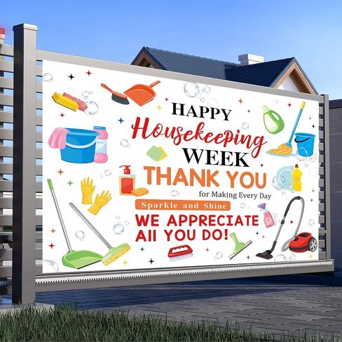 Happy Housekeeping Week Backdrop Thank You for All You Do Photo Banner Housekeeping Appreciation Week Party Decorations Supplies (7x5FT（210x150cm）) in Saudi Arabia