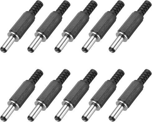 MECCANIXITY 10pcs DC Male Power Adapter Connector, 5.5mm x 2.1mm DC Power Jack Plug Adapter 2.05" for Home Appliances Industrial Use CCTV Cameras Power Supplies in Saudi Arabia