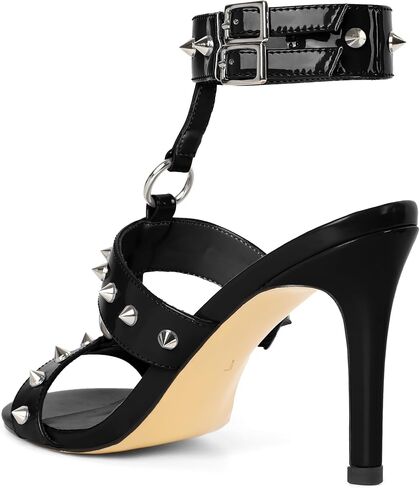 Esvowido Womens Heeled Sandals Round Open Toe Studded Stiletto Heels Sandals for Party Club Prom Night Out in Kuwait