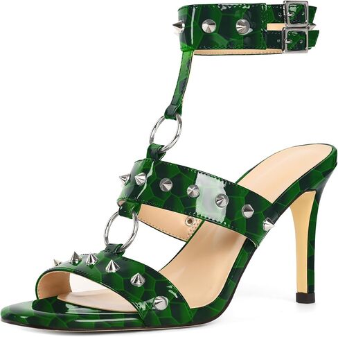 Esvowido Womens Heeled Sandals Round Open Toe Studded Stiletto Heels Sandals for Party Club Prom Night Out in Kuwait