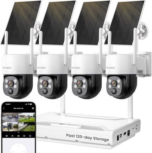 XMarto QHD كاميرا أمان شمسية خالية من الأسلاك اللاسلكية في الهواء الطلق/داخلي ، و wifi6 ، 5G ، تكبير الإمالة ، كاميرا منزلية للطاقة الشمسية طويلة الأمد in Saudi Arabia