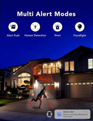 2K Camera Camera ، IP65 Wterproof Color Light Vision ، Outdoor/Indoor for Home ، Pet ، Baby ، Nanny ، White Light & Siren ، Recording ، Detection Motion ، Face مع Alexa ، White in Kuwait