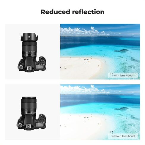 K & F Concept 67 مم غطاء غطاء العدسة + غطاء العدسة لـ Canon RF 24-105mm F4-7.1 IS STM ، EF-S 18-135MM F/3.5-5.6 هو استبدال USM لـ Canon EW-73D HOOD in Saudi Arabia