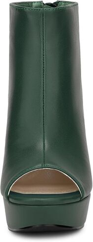 Allegra K Peep Toe Ankle Boots for Women Back Zip Chunky Heel Platform Boot | 3 8/9 inches Heel Booties with Back Zipper, Womens Open-Toe Bootie, Comfort Fall Winter, Dress Casual Boots in Kuwait