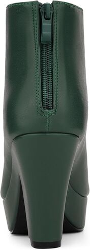Allegra K Peep Toe Ankle Boots for Women Back Zip Chunky Heel Platform Boot | 3 8/9 inches Heel Booties with Back Zipper, Womens Open-Toe Bootie, Comfort Fall Winter, Dress Casual Boots in Kuwait