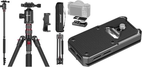 NEEWER 77 inch Camera Tripod Monopod for DSLR, Phone with 360° Panoramic Ball Head, 2 Axis Center Column, Arca Type QR Plate, Lightweight Travel Tripod 34lb Max Load, Quick Release Plate Included in Saudi Arabia