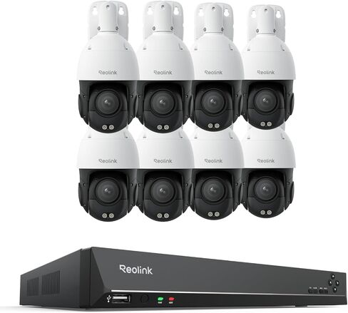 REOLINK 4K PTZ Surveillance System, 8Pcs 4K PoE Security Cameras with 3D 16X Optical Zoom RLC-823S2 Bundle with 16CH NVR RLN16-410, Secure 24/7 Local Storage, Auto Tracks, Human/Vehicle/Pet in Saudi Arabia