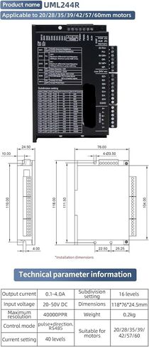 DC 4A NEMA 23 57X105MM محرك الخطوة 2.2NM 1000PPR حلقة حلقة مغلقة+خط خط السهول المحرك RS485+PULSE in Kuwait