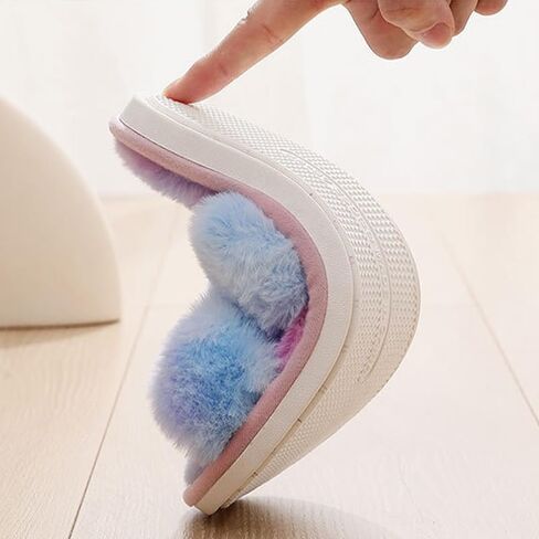 Womens Fuzzy Slides Slippers Open Toe Cross Band House Slippers Indoor/Outdoor Cozy House Shoes in Saudi Arabia