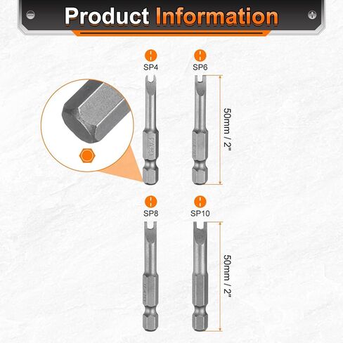HARFINGTON 5pcs Y-Type Spanner Magnetic Screwdriver Insert Bits SP4/SP6/SP8/SP10 1/4" Hex Shank 2" Length Special Shaped U-ShapedPower Drill Bits with Bit Holder in Saudi Arabia