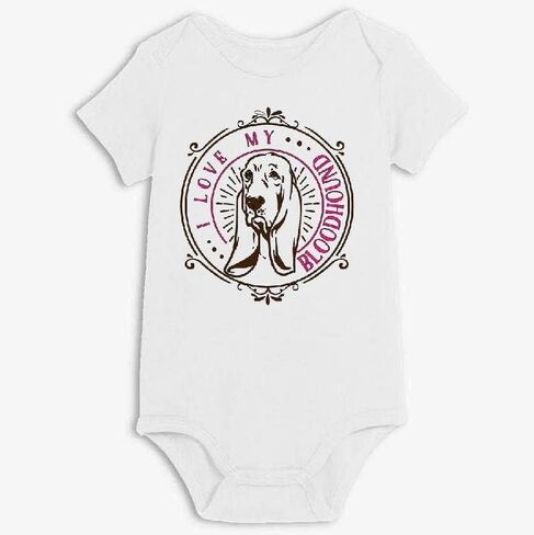 Bloodhound Baby Bodysuit Onesie (6-9M, White/Pink) in Kuwait