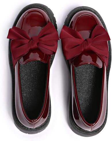Women's Bow Platform Loafers - Spring Slip-On Chunky Heel Shoes for Business Casual, Office Work & Everyday Wear in Kuwait
