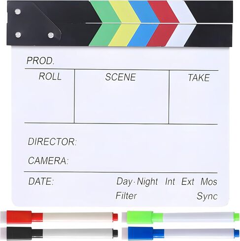 clapboard كبيرة الأفلام الخشبية مع إيراسي جاف ، 4 علامات قابلة للمسح ، 11.8 × 10.6 بوصة قائمة المخرج للأفلام والتصوير الفوتوغرافي والديكور المنزلي in Saudi Arabia