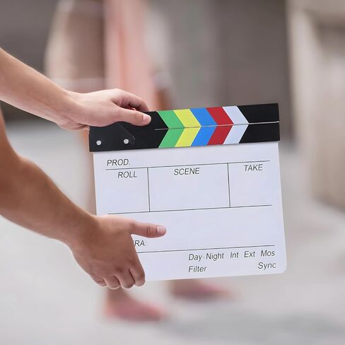 clapboard كبيرة الأفلام الخشبية مع إيراسي جاف ، 4 علامات قابلة للمسح ، 11.8 × 10.6 بوصة قائمة المخرج للأفلام والتصوير الفوتوغرافي والديكور المنزلي in Saudi Arabia