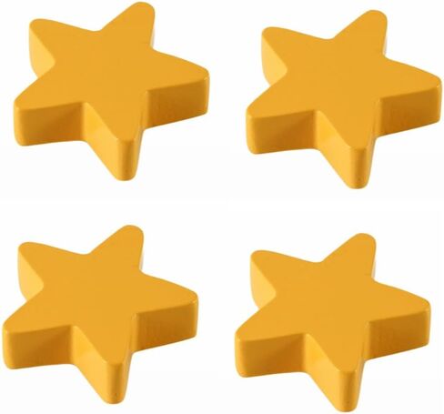 مقابض مقابض مقابض 4pcs نجم ملون مقبض خشبي واحد ثقب اللون لون خزانة ملابس الأطفال مقبض أصفر in Kuwait
