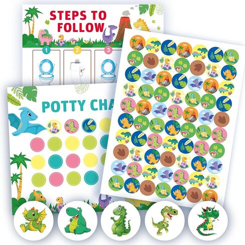 Potty Training Chart with Dinosaur Reward Stickers & Reusable Magic Color-Changing Stickers for Boys - Interactive Toilet Training Chart with Reward Chart for Kids (Dinosaur) in Saudi Arabia