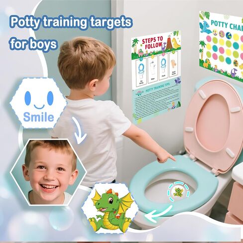 Potty Training Chart with Dinosaur Reward Stickers & Reusable Magic Color-Changing Stickers for Boys - Interactive Toilet Training Chart with Reward Chart for Kids (Dinosaur) in Saudi Arabia