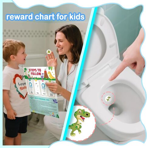 Potty Training Chart with Dinosaur Reward Stickers & Reusable Magic Color-Changing Stickers for Boys - Interactive Toilet Training Chart with Reward Chart for Kids (Dinosaur) in Saudi Arabia