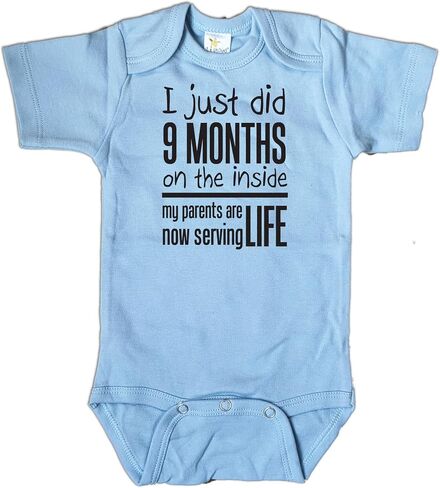 I Just Did 9 Months On the Inside Funny Baby Bodysuit, Newborn Going Home Outfit, Shower Gift for New Mom (light blue, 3-6 months) in Saudi Arabia