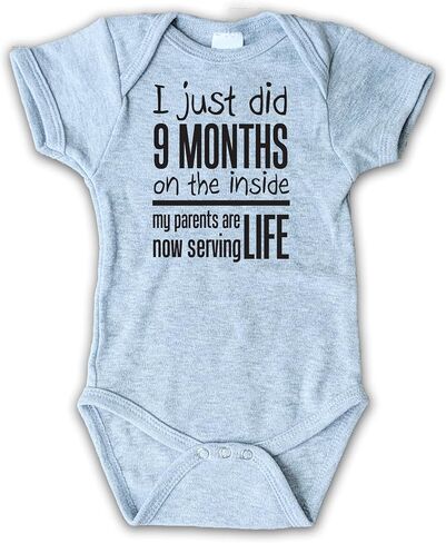 I Just Did 9 Months On the Inside Funny Baby Bodysuit, Newborn Going Home Outfit, Shower Gift for New Mom (light blue, 3-6 months) in Saudi Arabia