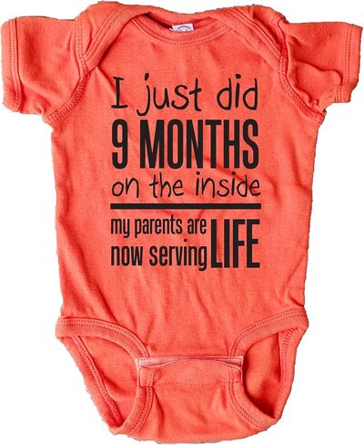 I Just Did 9 Months On the Inside Funny Baby Bodysuit, Newborn Going Home Outfit, Shower Gift for New Mom (light blue, 3-6 months) in Saudi Arabia