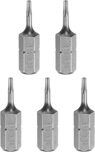 Harfington 5pcs T6 Torx screwdriver بت 1/4 "Hex Shank 25mm/1" S2 Steel Star 6 Point Hex Security Security Screw Bits with Hole for Impact in Saudi Arabia
