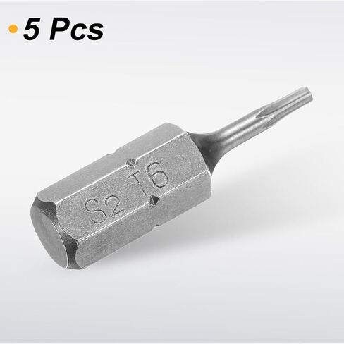 Harfington 5pcs T6 Torx screwdriver بت 1/4 "Hex Shank 25mm/1" S2 Steel Star 6 Point Hex Security Security Screw Bits with Hole for Impact in Saudi Arabia