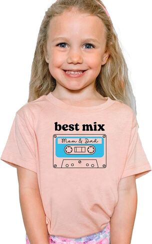 Olive Loves Apple Best Mix Mom and Dad Cassette Tape Shirt or Bodysuit for Girls and Boys in Saudi Arabia
