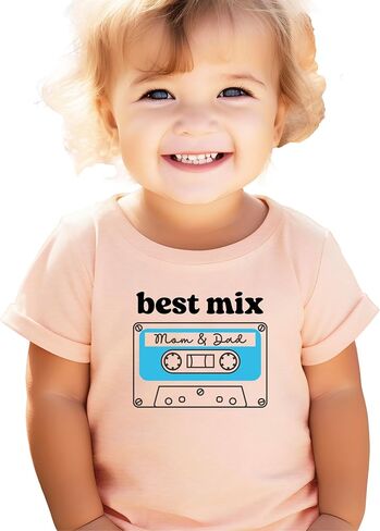 Olive Loves Apple Best Mix Mom and Dad Cassette Tape Shirt or Bodysuit for Girls and Boys in Saudi Arabia