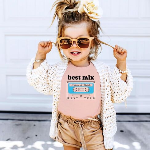 Olive Loves Apple Best Mix Mom and Dad Cassette Tape Shirt or Bodysuit for Girls and Boys in Saudi Arabia