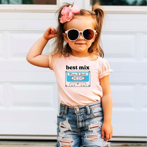 Olive Loves Apple Best Mix Mom and Dad Cassette Tape Shirt or Bodysuit for Girls and Boys in Saudi Arabia