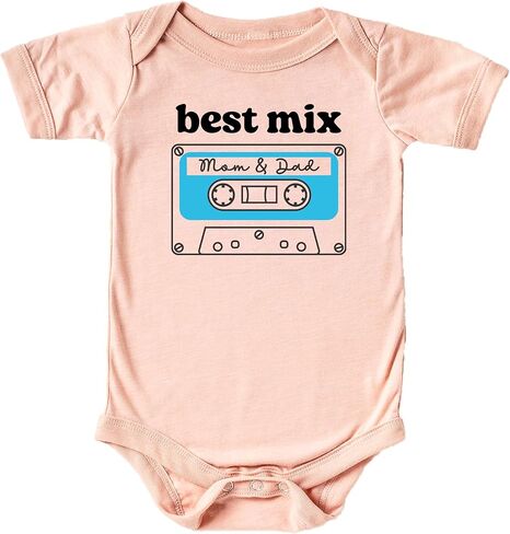 Olive Loves Apple Best Mix Mom and Dad Cassette Tape Shirt or Bodysuit for Girls and Boys in Saudi Arabia