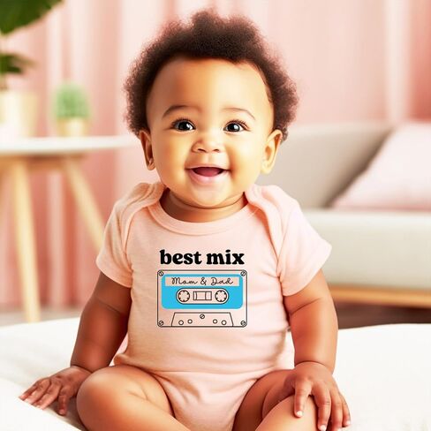Olive Loves Apple Best Mix Mom and Dad Cassette Tape Shirt or Bodysuit for Girls and Boys in Saudi Arabia
